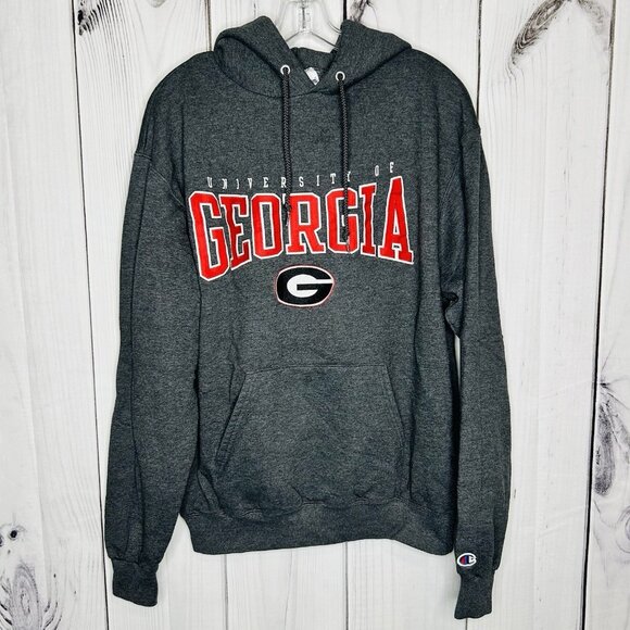 Champion Georgia Bulldogs Men’s Medium Pullover Hoodie Logo UGA Dawgs Dark Gray - Picture 1 of 8